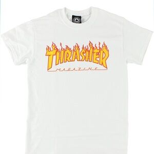 Thrasher Skateboard Mag Tee White Flame Logo XS Unisex‎ Streetwear Skateboarding